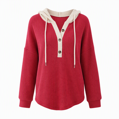 Women's Loose Fit Knit Hooded Sweatshirt