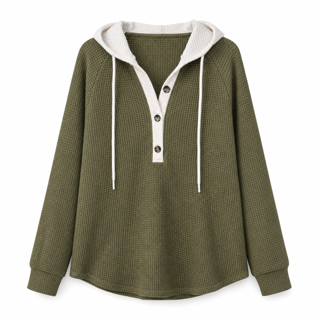 Women's Loose Fit Knit Hooded Sweatshirt
