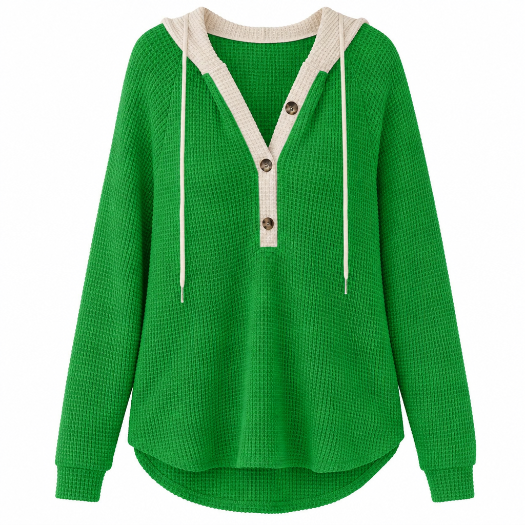 Women's Loose Fit Knit Hooded Sweatshirt