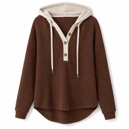Women's Loose Fit Knit Hooded Sweatshirt