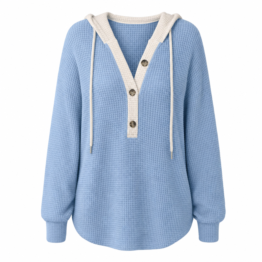 Women's Loose Fit Knit Hooded Sweatshirt
