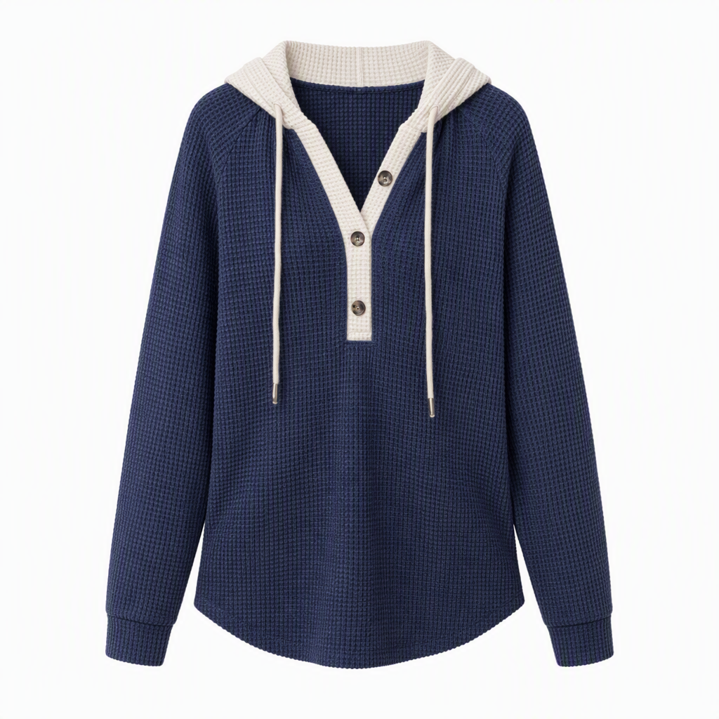Women's Loose Fit Knit Hooded Sweatshirt
