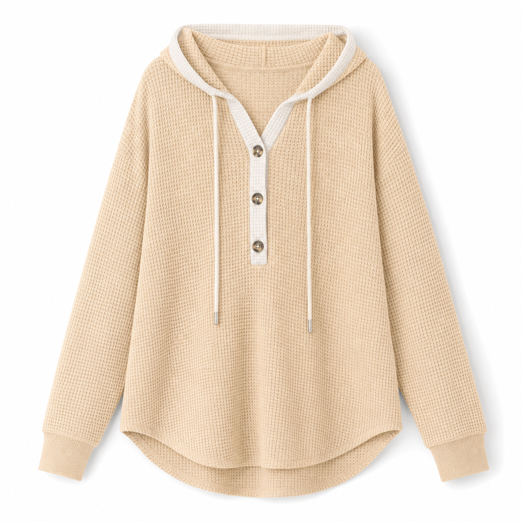 Women's Loose Fit Knit Hooded Sweatshirt