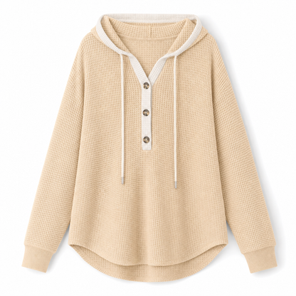 Women's Loose Fit Knit Hooded Sweatshirt