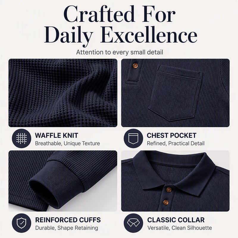 Men's Classic Waffle Knit Collared Top