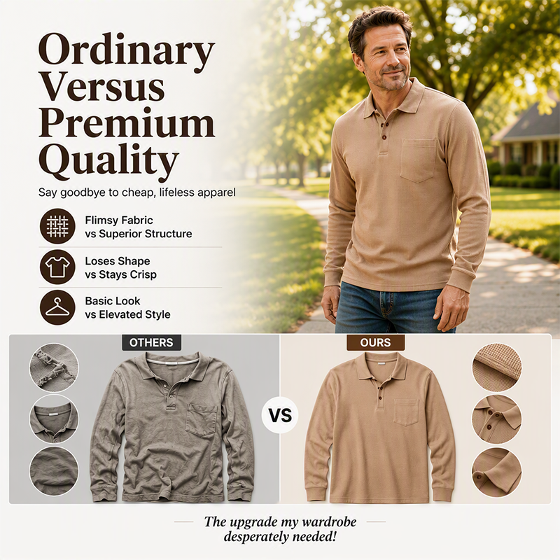 Men's Classic Waffle Knit Collared Top