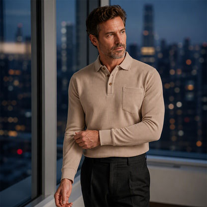 Men's Classic Waffle Knit Collared Top
