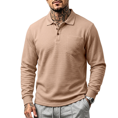 Men's Classic Waffle Knit Collared Top