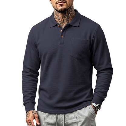 Men's Classic Waffle Knit Collared Top