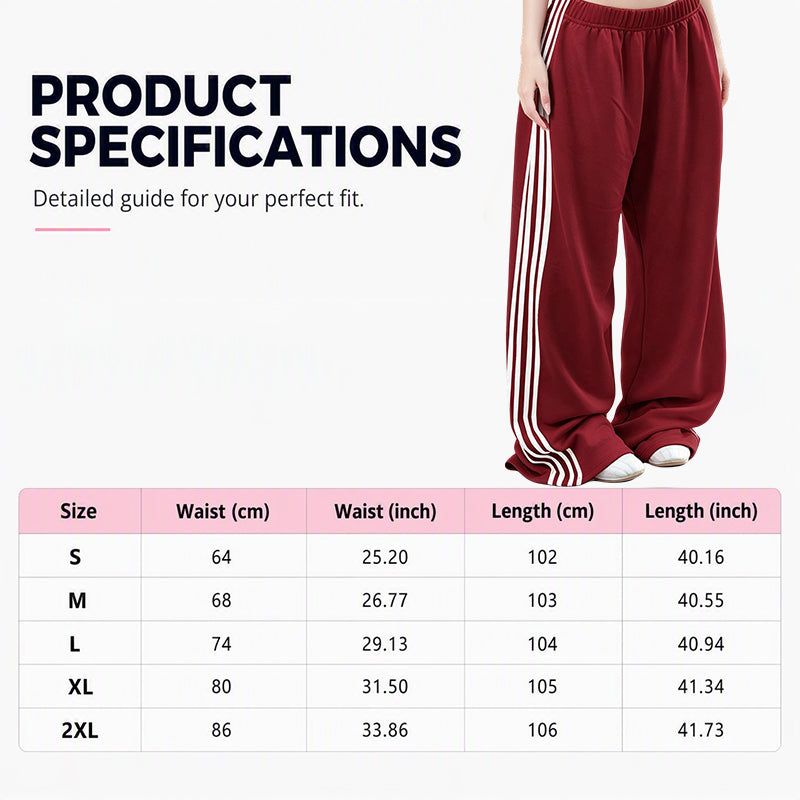 👖 Side Stripes, Leg-Lengthening Drape | Women's High-Waist Wide-Leg Sweatpants
