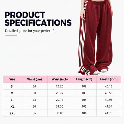 👖 Side Stripes, Leg-Lengthening Drape | Women's High-Waist Wide-Leg Sweatpants