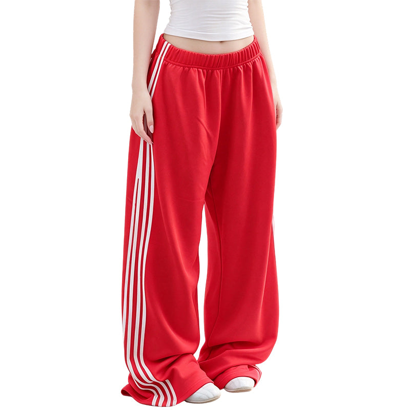 👖 Side Stripes, Leg-Lengthening Drape | Women's High-Waist Wide-Leg Sweatpants