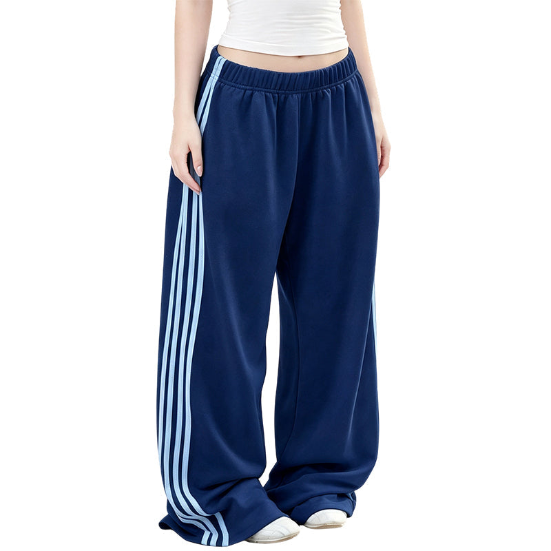 👖 Side Stripes, Leg-Lengthening Drape | Women's High-Waist Wide-Leg Sweatpants