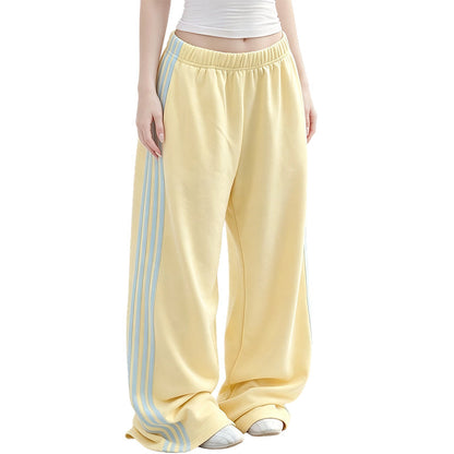 👖 Side Stripes, Leg-Lengthening Drape | Women's High-Waist Wide-Leg Sweatpants