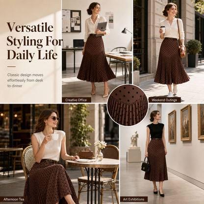 🍁 Women's High Waist Polka Dot Pleated Skirt