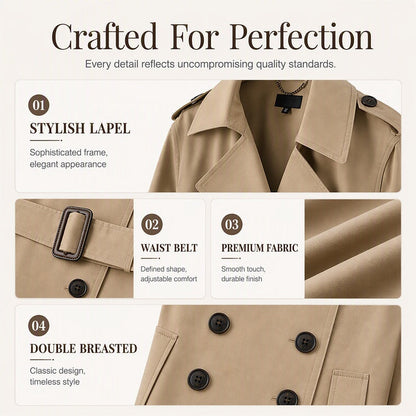 Women's Double Breasted Long Trench Coat