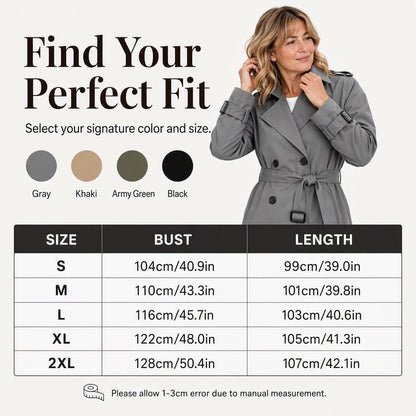 Women's Double Breasted Long Trench Coat