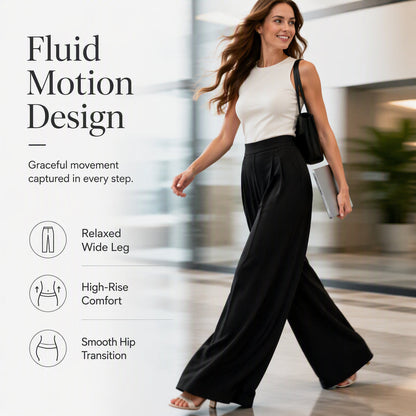 👖 Flattering High Rise, Dramatic Drape | Women's Pleated Wide-Leg Pants