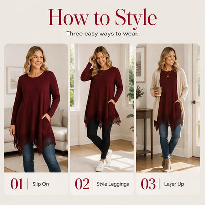 Women's Bohemian Lace Tunic Top