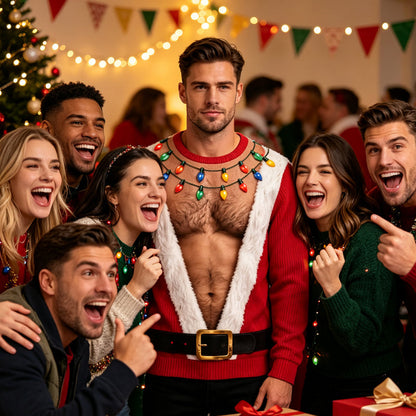 🎅 Bold 3D Muscle Print, Instant Holiday Fun | Men's Graphic Sweatshirt
