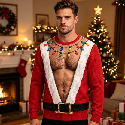 🎅 Bold 3D Muscle Print, Instant Holiday Fun | Men's Graphic Sweatshirt