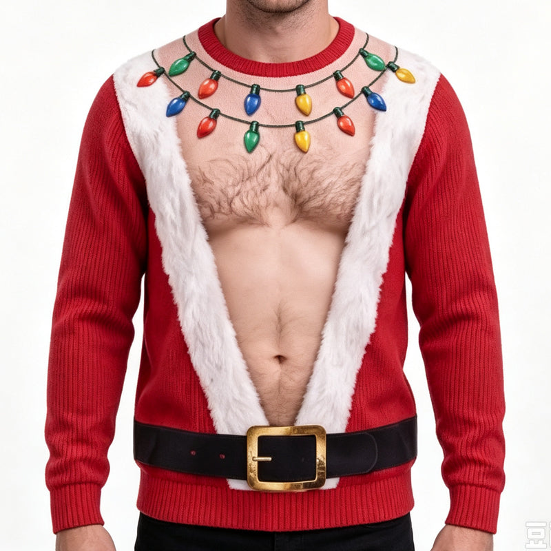 🎅 Bold 3D Muscle Print, Instant Holiday Fun | Men's Graphic Sweatshirt