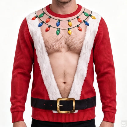🎅 Bold 3D Muscle Print, Instant Holiday Fun | Men's Graphic Sweatshirt