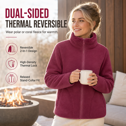 Unisex Reversible Warm Zip-Up Stand Collar Jacket