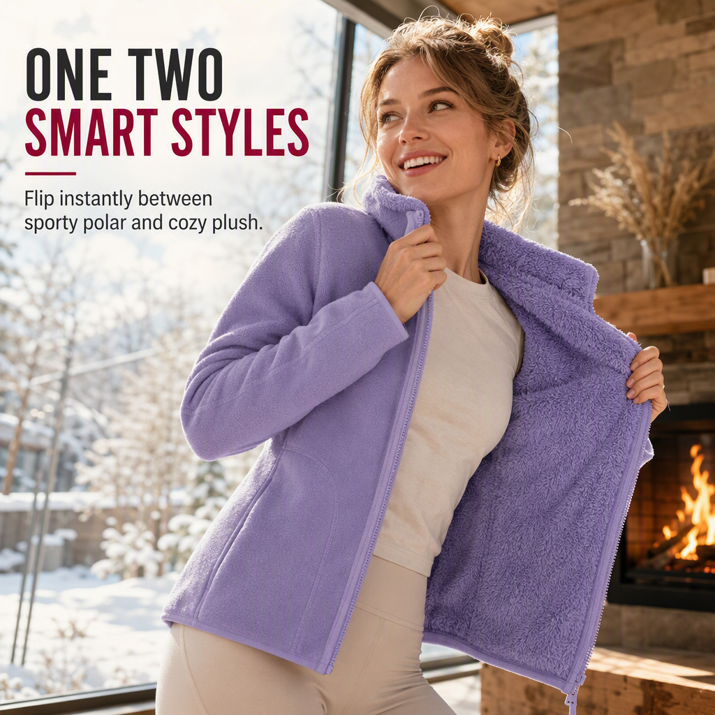 Unisex Reversible Warm Zip-Up Stand Collar Jacket