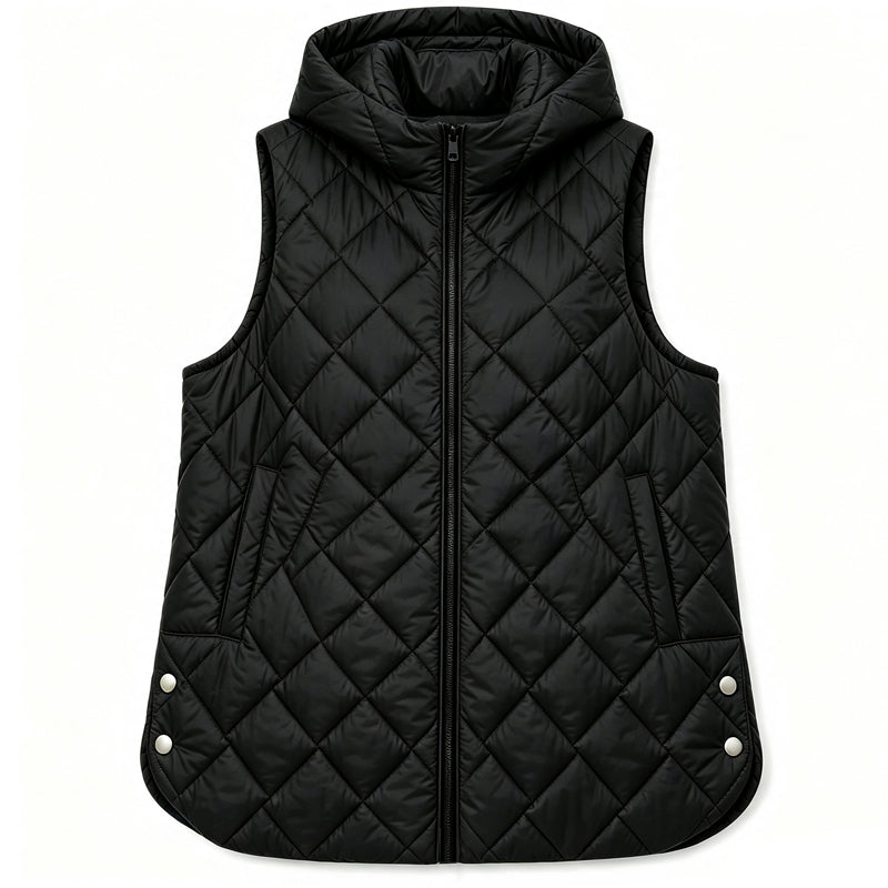 Women's Casual Mid-Length Hooded Padded Vest
