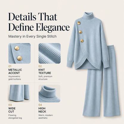 🧶 Cozy Turtleneck, Flattering Wide-Leg Style | Women's 2-Piece Knit Set ⚡ Free Shipping
