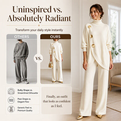 🧶 Cozy Turtleneck, Flattering Wide-Leg Style | Women's 2-Piece Knit Set ⚡ Free Shipping