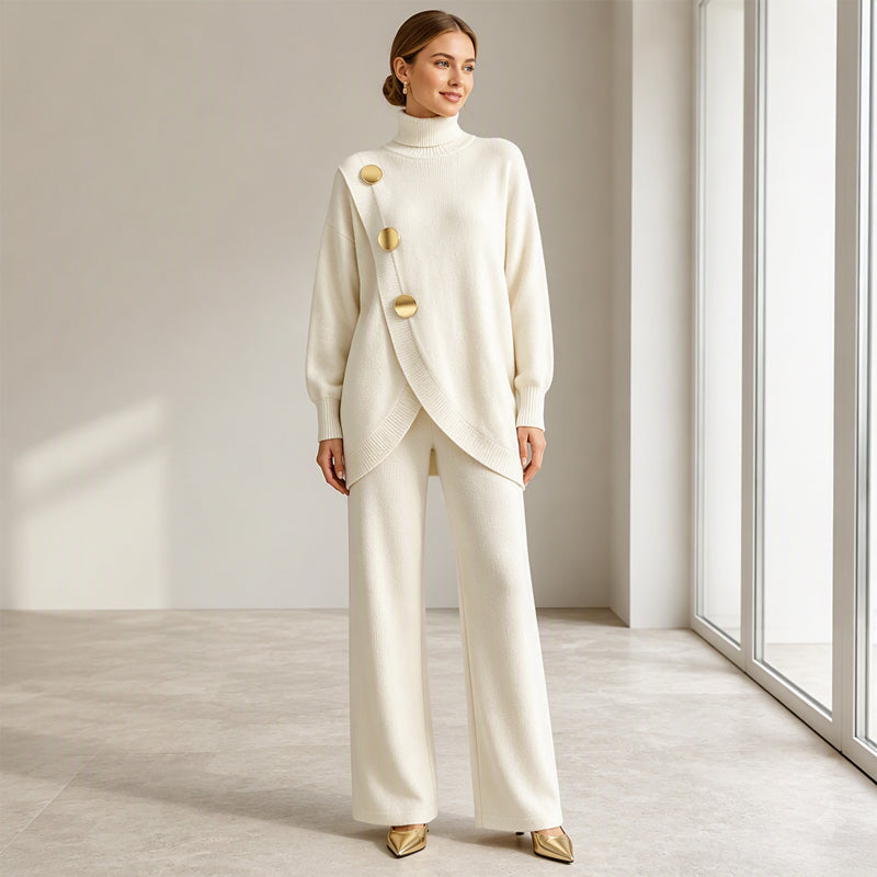 🧶 Cozy Turtleneck, Flattering Wide-Leg Style | Women's 2-Piece Knit Set ⚡ Free Shipping