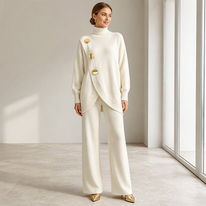 🧶 Cozy Turtleneck, Flattering Wide-Leg Style | Women's 2-Piece Knit Set ⚡ Free Shipping