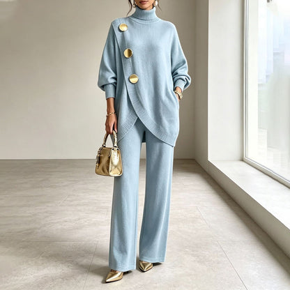 🧶 Cozy Turtleneck, Flattering Wide-Leg Style | Women's 2-Piece Knit Set ⚡ Free Shipping