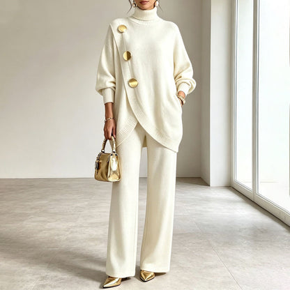 🧶 Cozy Turtleneck, Flattering Wide-Leg Style | Women's 2-Piece Knit Set ⚡ Free Shipping
