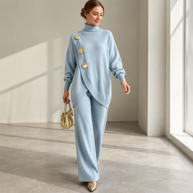 🧶 Cozy Turtleneck, Flattering Wide-Leg Style | Women's 2-Piece Knit Set ⚡ Free Shipping