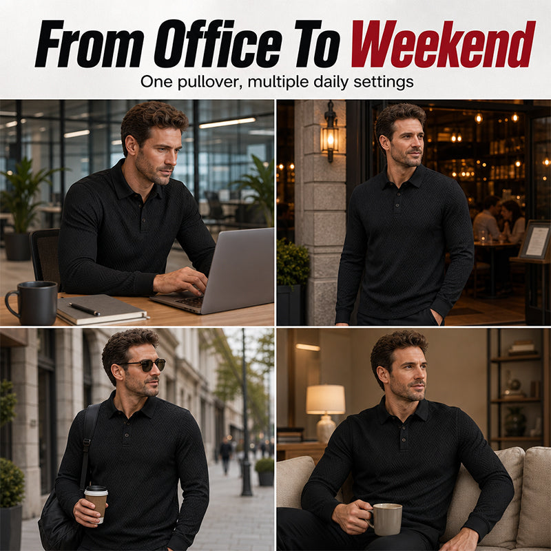 ⏳ Limited Time 50% Off! 💥Men's Textured Long Sleeve Lightweight Sweatshirt