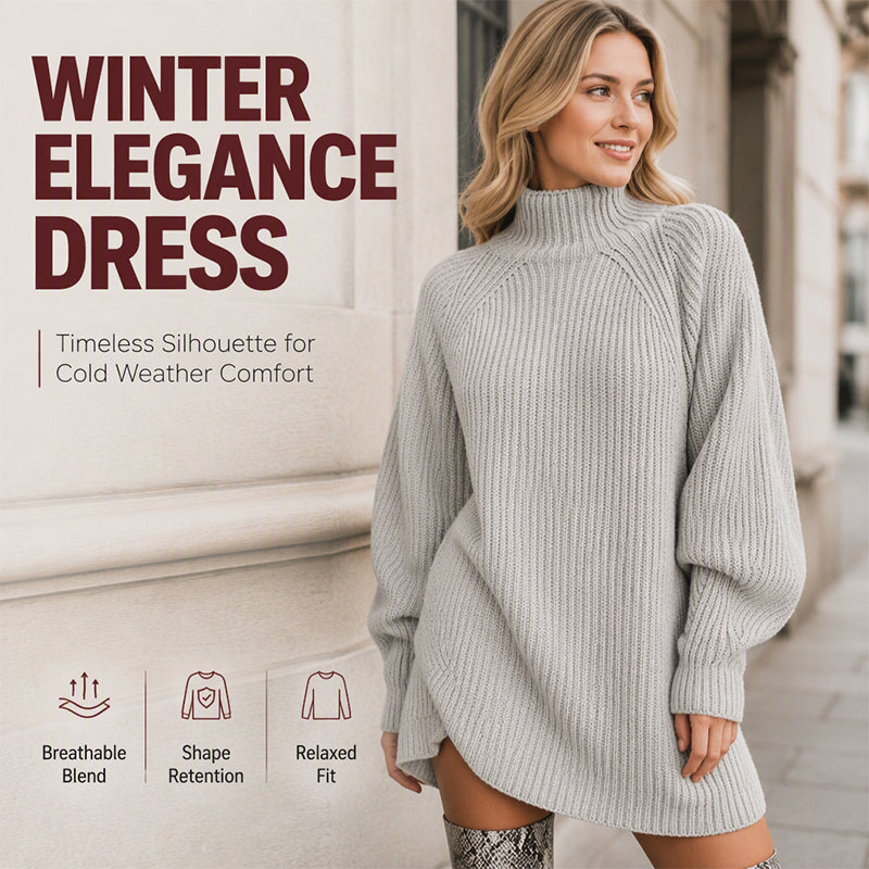 🍂Autumn Hot Sale 60% OFF🔥Women's Cozy Turtleneck Knit Sweater Dress