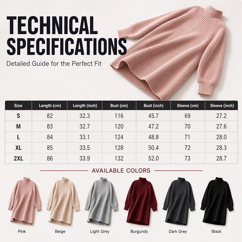 🍂Autumn Hot Sale 60% OFF🔥Women's Cozy Turtleneck Knit Sweater Dress