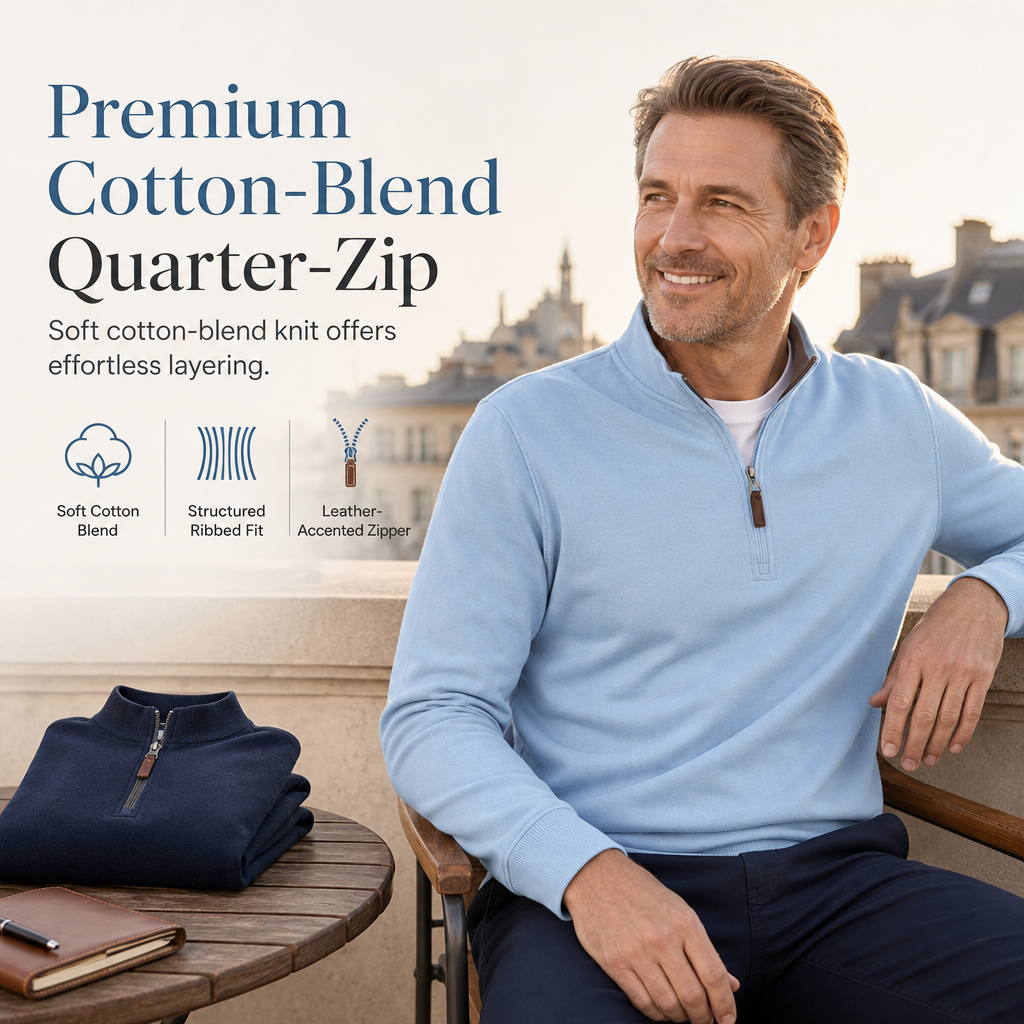 🧥 Quarter-Zip Style, Sharper Everyday Fit | Men's Stand-Collar Pullover
