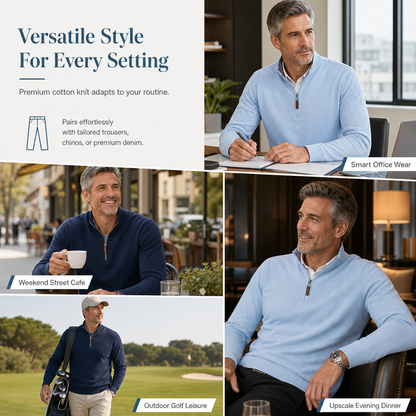 🧥 Quarter-Zip Style, Sharper Everyday Fit | Men's Stand-Collar Pullover