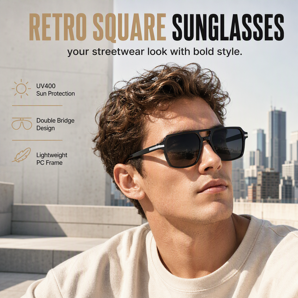 Vintage Retro Square Frame Sunglasses
