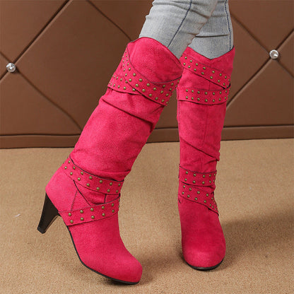 Women's Faux Suede Slouchy Knee High Boots