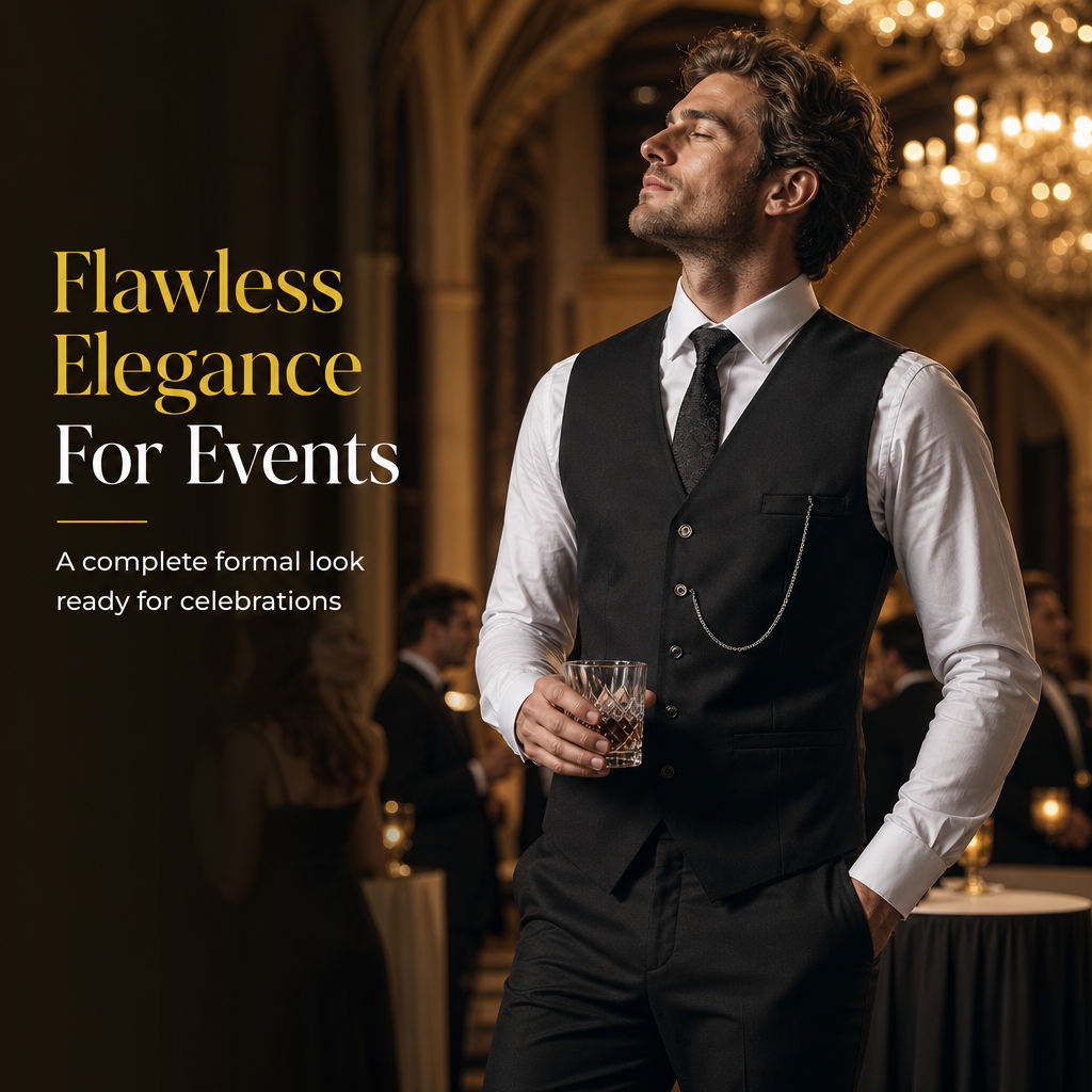 Men's Slim Fit 3-Piece Formal Suit Set