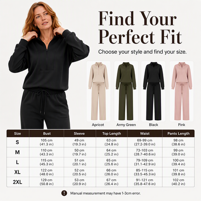 Women's Half-Zip Sweatshirt & Wide-Leg Pants Set