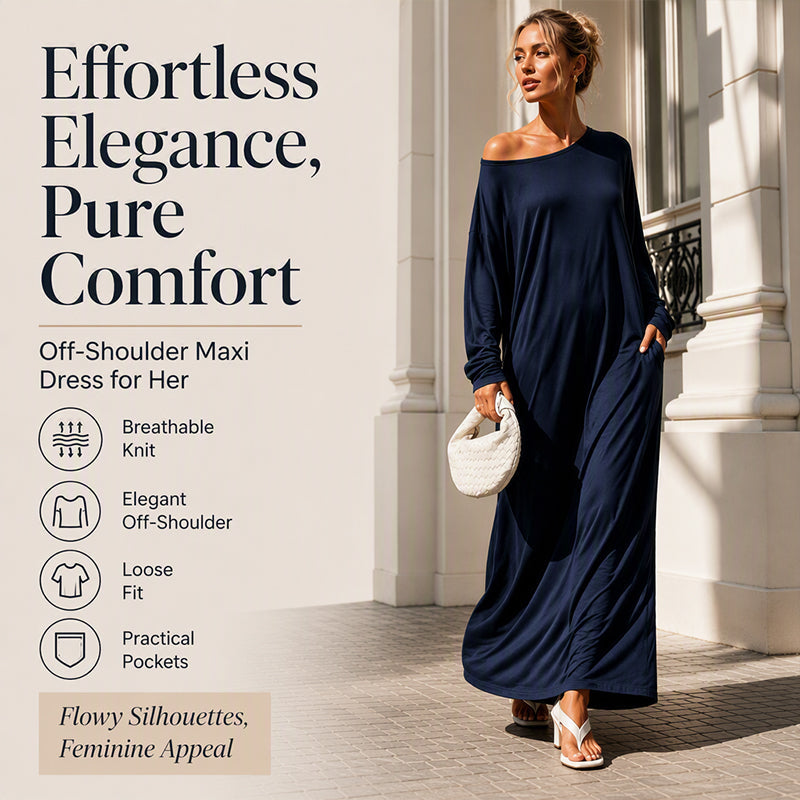 Women's Off-Shoulder Long Sleeve Maxi Dress