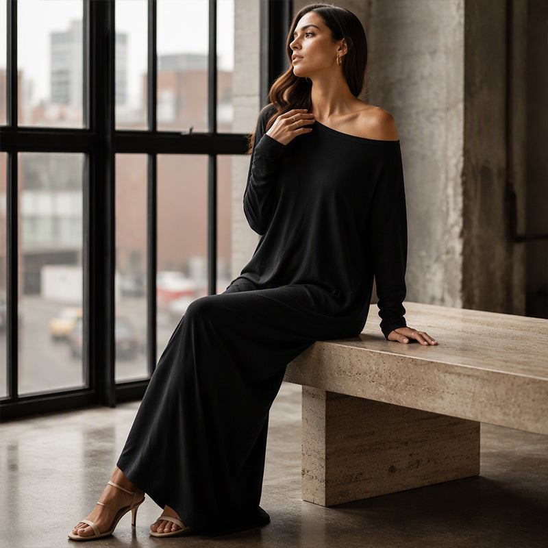 Women's Off-Shoulder Long Sleeve Maxi Dress