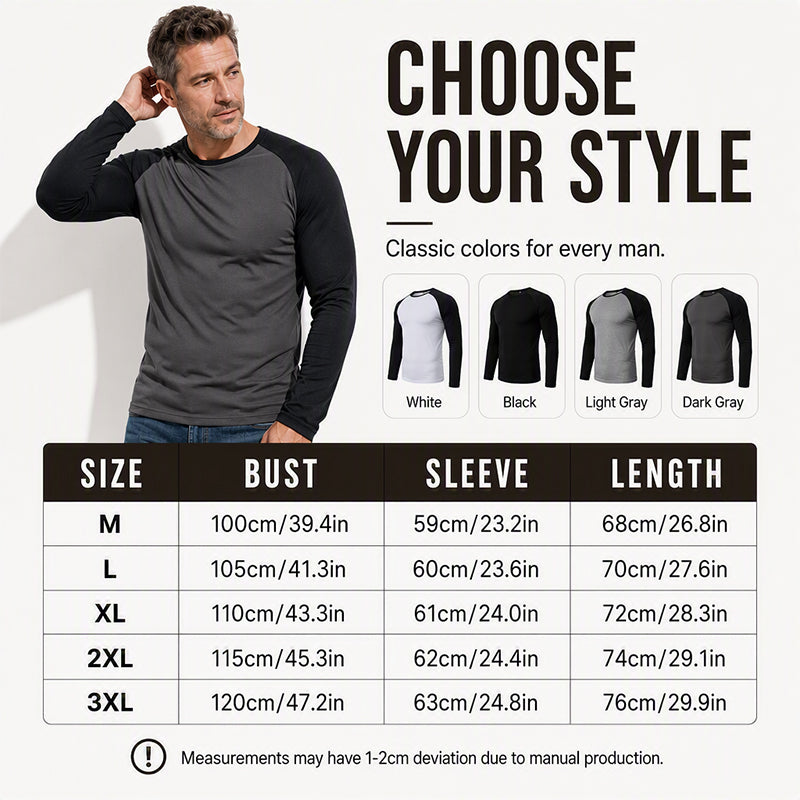 Men's Color-Block Raglan Long Sleeve T-Shirt