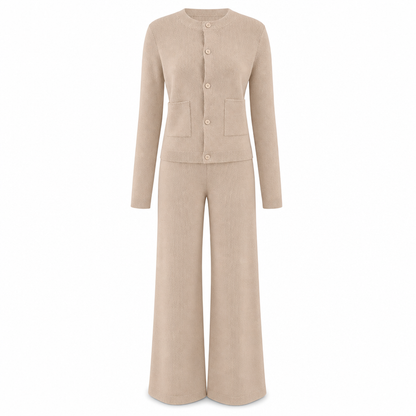 Women's Casual 2 Piece Knitted Cardigan Sweater and Wide Leg Pants Set